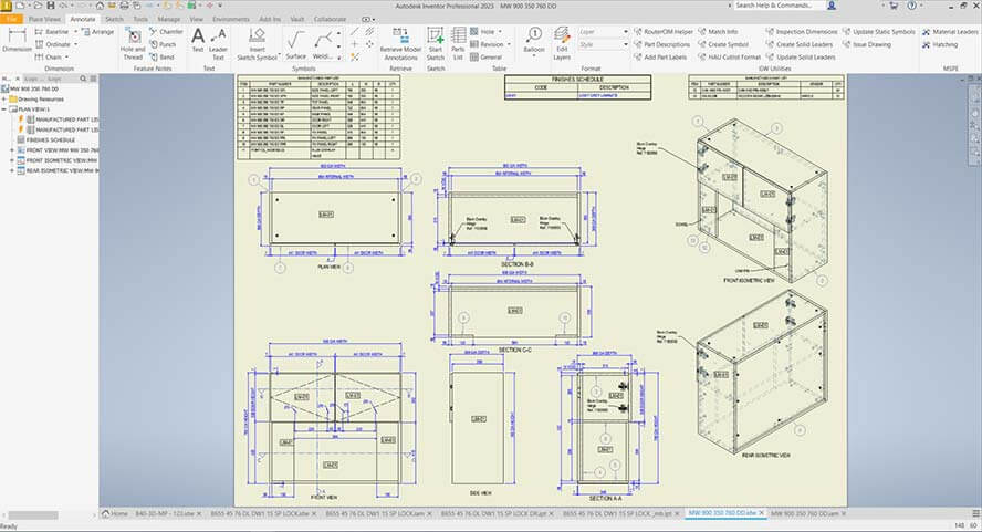 Material and finish specification standards